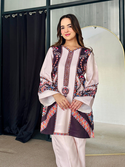 Winter Bloom Pastel Kurta Set